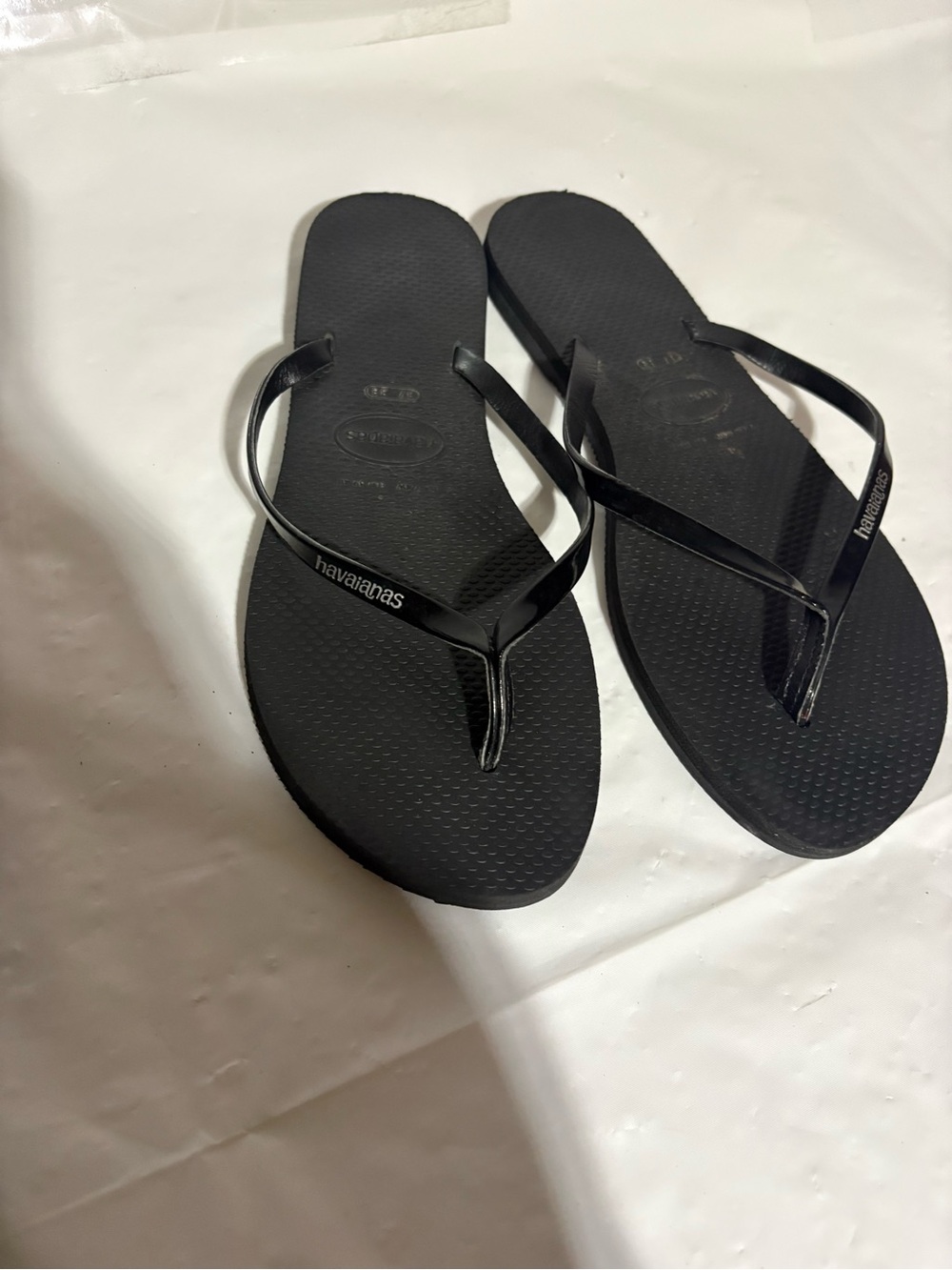Havaianas Slim Glossy Black Flip Flops